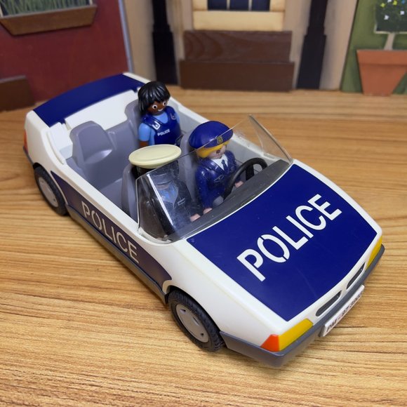 Vintage 1997 Playmobil Police Car Vehicle 90's Toy with 3 Police Figures - Picture 3 of 12